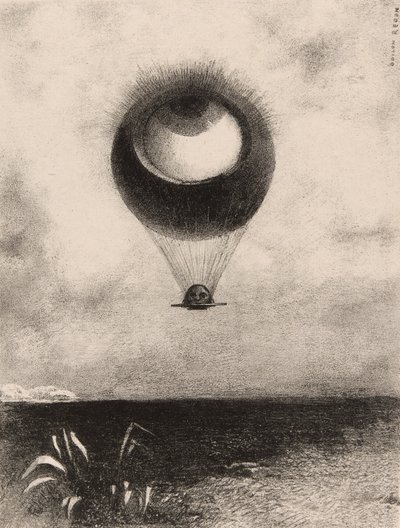 The Eye, Like a Strange Balloon Moves Towards Infinity, Plate One from To Edgar Poe by Odilon Redon