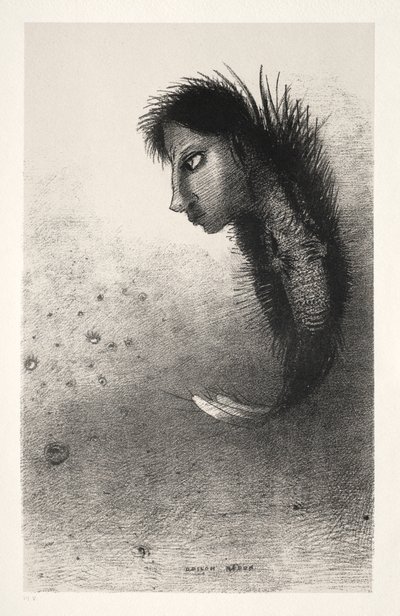 Then There Appears a Singular Being, Having the Head of a Man on the Body of a Fish by Odilon Redon