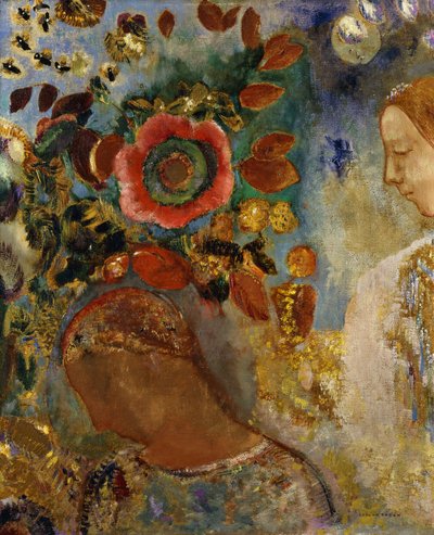 Two Young Girls with Flowers, 1912 by Odilon Redon