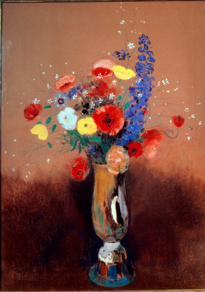 Wild Flowers in a Long-necked Vase by Odilon Redon