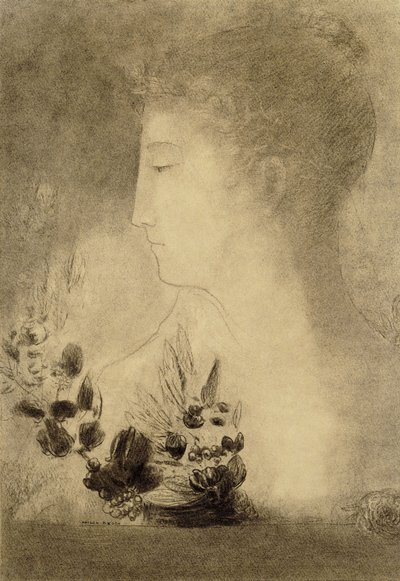 Woman in Profile with a Laurel Wreath by Odilon Redon