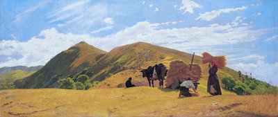 Grain harvest in the mountains of San Marcello by Odoardo Borrani
