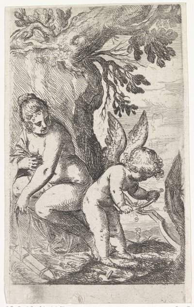 Venus Watching Cupid Making a Bow by Odoardo Fialetti (attributed to)