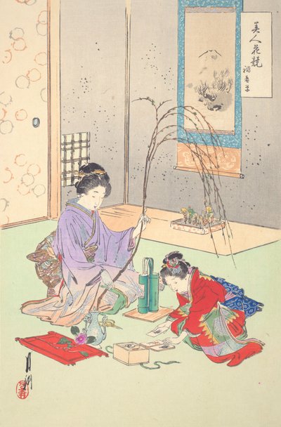 Adonis Amurensis: Flower Contest of Beautiful Women by Ogata Gekko