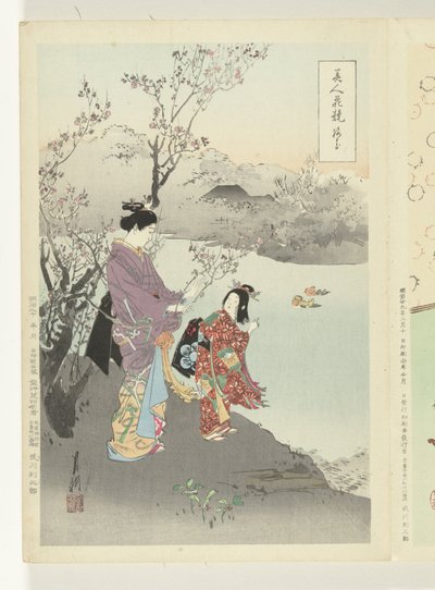 Admiring the Plum Blossoms (series: Comparisons between Beauties and Flowers) by Ogata Gekko