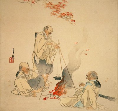 Drinking Sake under a Maple Tree, c.1890s-1900s by Ogata Gekko