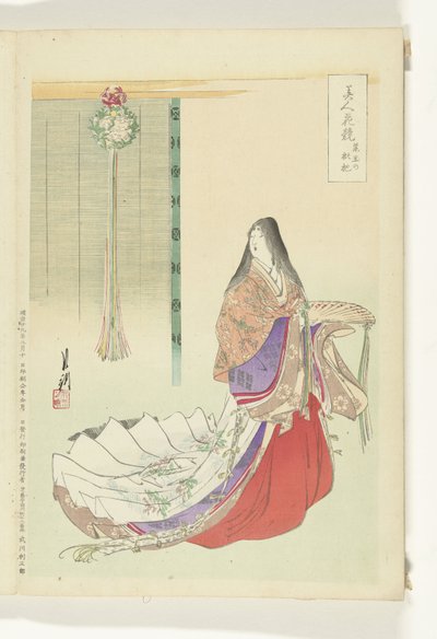 Heian Court Lady (Comparisons Between Beauties and Flowers) (Bijin hana kurabe) by Ogata Gekko