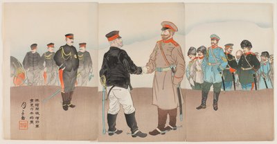 The Raising of the Siege of Port Arthur: General Stossel Meeting with General Nogi by Ogata Gessan