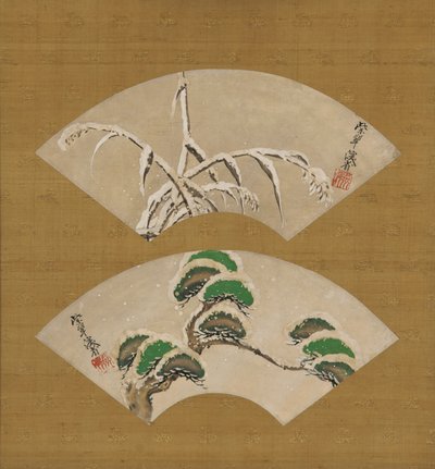 Snow-laden Grasses and Snow-laden Pine Branches by Ogata Kenzan