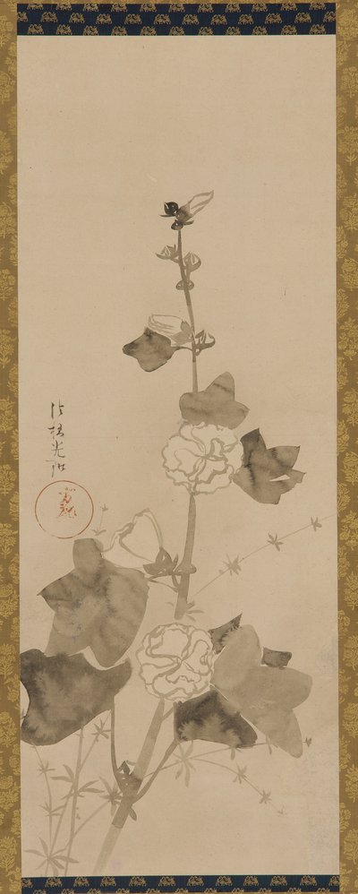 Hollyhocks, Edo period, late 17th-early 18th century by Ogata Korin