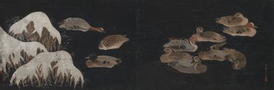 Ducks on a Wintry Pond by Ogawa Haritsu