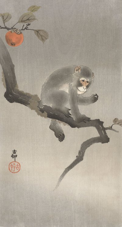 Monkey in a Fruit Tree by Ohara Koson