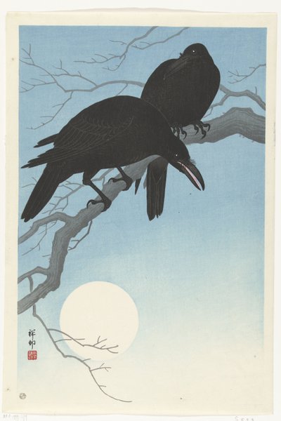 Two Crows on a Branch by Ohara Koson