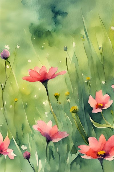 Pink Watercolor Bloom by Ohkimiko