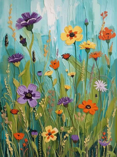 Textured Wildflowers by Ohkimiko