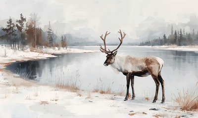 Winter Reindeer Reflections by Ohkimiko