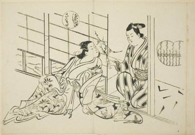 The Sakaki Chapter from "The Tale of Genji", from a series of Genji parodies by Okumura Masanobu