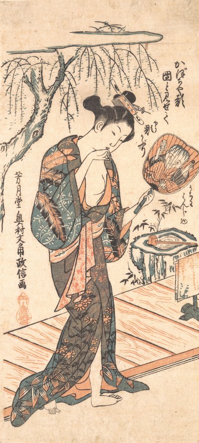 Woman In Loosened Kimono Coming From the Bath by Okumura Masanobu