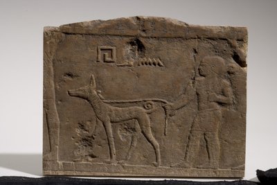 Relief depicting a dwarf and a hunting dog named Ebony, 4th-5th Dynasty, 2573-2311 BC by Old Kingdom Egyptian