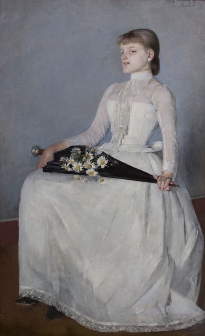 From a Walk or Lady in a White Dress by Olga Boznanska