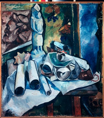 Still Life with Paper Rolls by Olga Wladimirowna  Rosanowa