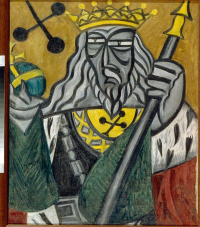 King of Clubs (Painting by Olga Vladimirovna Rozanova) by Olga Wladimirowna  Rosanowa