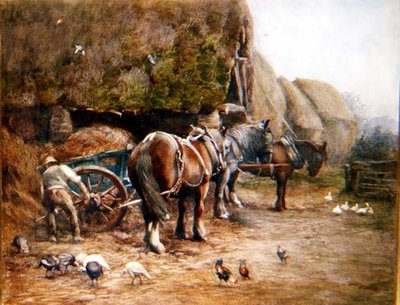 A Farmyard in November by Oliver Baker