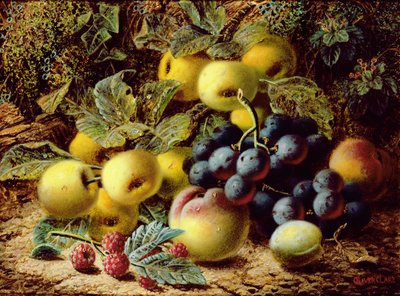 Still Life with Apples, Plums, Grapes and Raspberries by Oliver Clare
