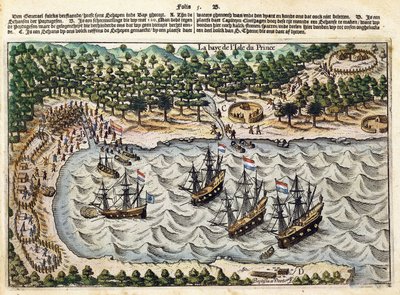 View of Dutch Ship in Harbour by Olivier van Noort
