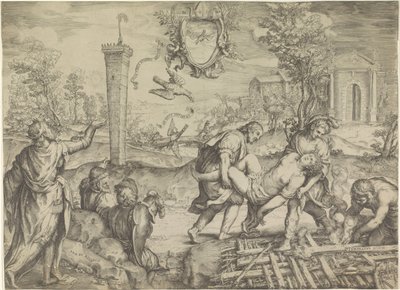 Allegorical Scene with King and Woman by Bonfire by Oliviero Gatti