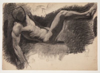 Male Model, Sitting with Arms Stretched Backwards by Oluf Hartmann