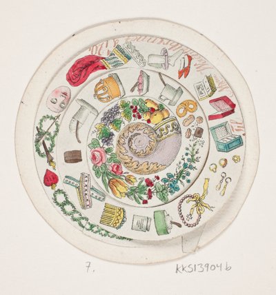 Turntable with Various Small Items Drawn by Oluf Olufsen Bagge