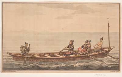 Boat. Illustration to W.A. Graah. Expedition to the east coast of Greenland by Oluf Olufsen Bagge