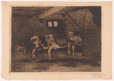 Three Cows in a Stable, Seen from Behind by Omer Coppens