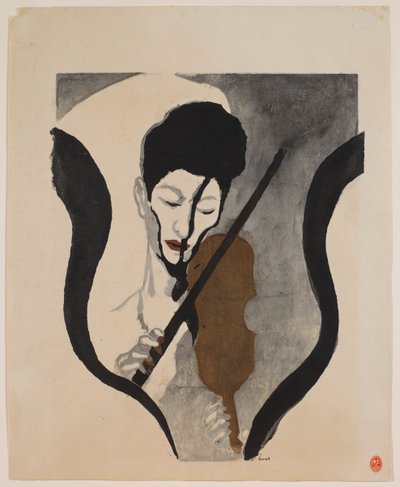 Impression of a Violinist (Portrait of Suwa Nejiko) by Onchi Kôshirô