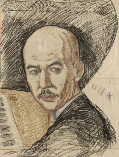 Sketch for the print "Portrait of Yamada Kosaku" by Onchi Kôshirô