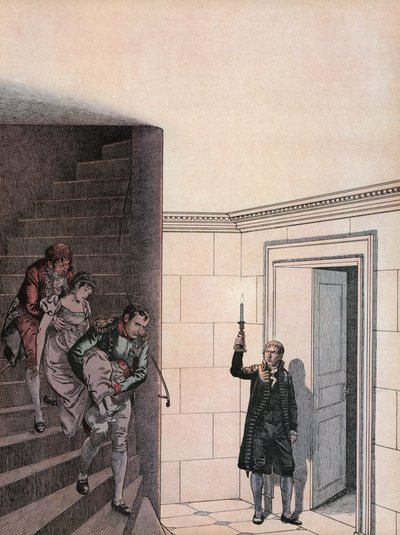 Josephine Being Removed Down a Staircase by Napoleon by Onfray de Breville Job