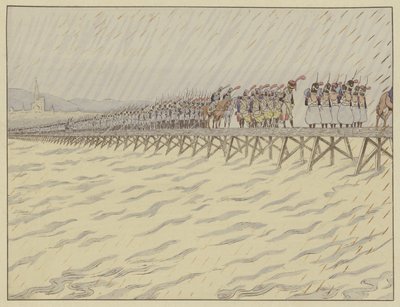 Napoleon and His Army Crossing the Rhine at Kehl, 1 October 1805 by Onfray de Breville Job