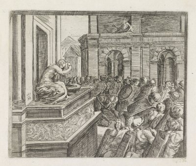 David Spies on Bathsheba (Paintings in the Loggia of Raphael) by Orazio Borgianni