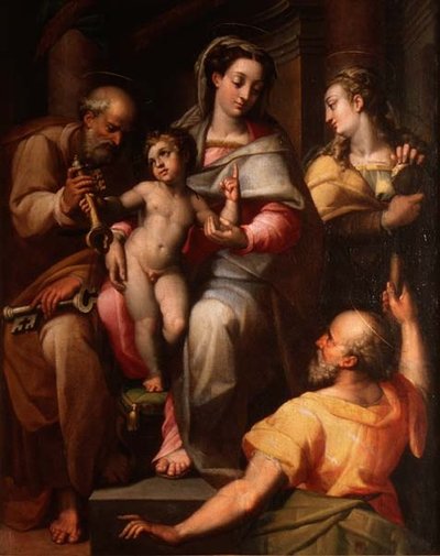 Holy Family with St. Peter and St. Mary Magdalene by Orazio Samacchini