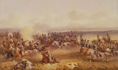 A Squadron of the 10th Hussars Defeat the Russians at Tchernaya, 16th August 1855, c.1890 by Orlando Norie
