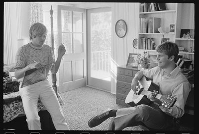 Brothers Beau Bridges and Jeff Bridges writing a song by Orlando Suero