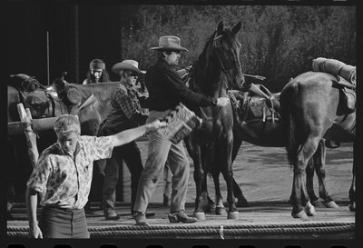 Gregory Peck with horse on the set of 