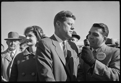 John F. Kennedy with Reporter and Jackie Kennedy During the Elections by Orlando Suero