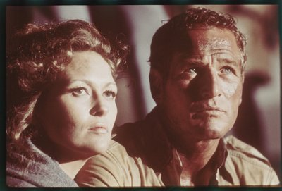 Paul Newman and Faye Dunaway on set of 