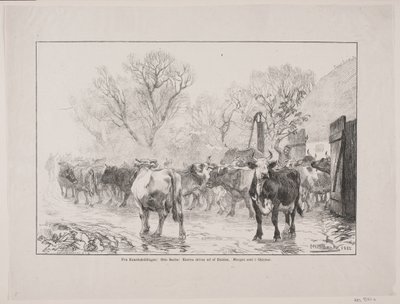 The Cows Are Driven Out of the Barn. Late Morning in October by Oscar Andersen