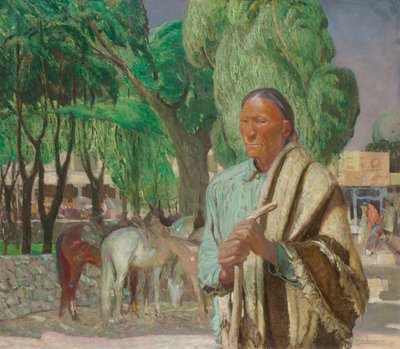A Corner in the Taos Plaza by Oscar Edward Berninghaus