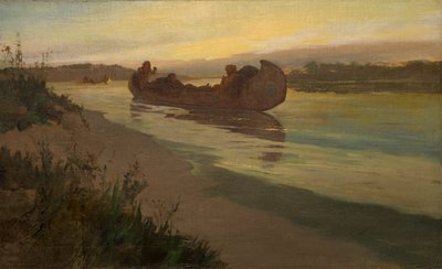 Marquette and Joliet on the Mississippi by Oscar Edward Berninghaus