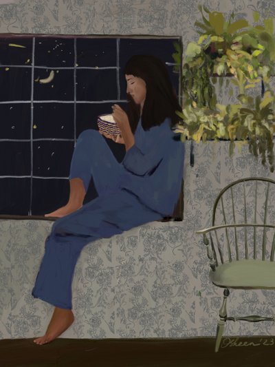 Moonlit Window Meal by Osheensgallery