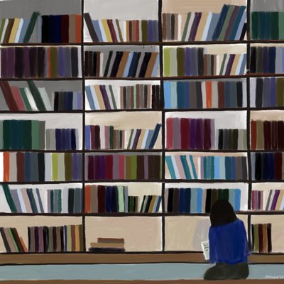 Quiet Library Reading by Osheensgallery
